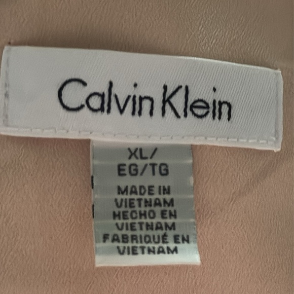 Calvin Klein peach V neck chiffon blouse layered bell sleeves Sz XL - Picture 5 of 6